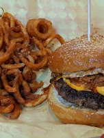 Kimchi Burger and Curly Fries